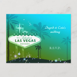 Cyan Blue Las Vegas Bröllop OSA Inbjudan Vykort
