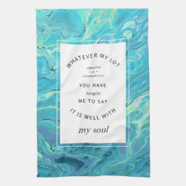 Cyan Blue Marble Christian Hymn Kitchen Towel Kökshandduk