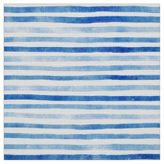 Cyan-Blue vattenfärgremsor mönster poplin Tyg