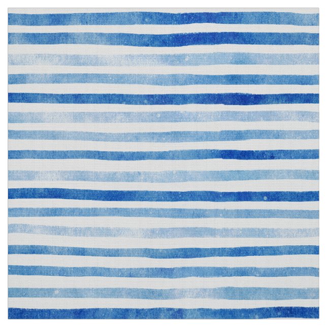 Cyan-Blue vattenfärgremsor mönster poplin Tyg (Provkarta)