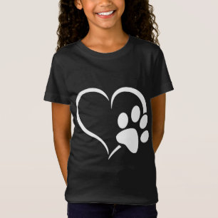 Cyan Blue Violet teal Hund Paw Skriv ut hjärta för T Shirt