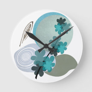 Cyan Boho Rund Klocka