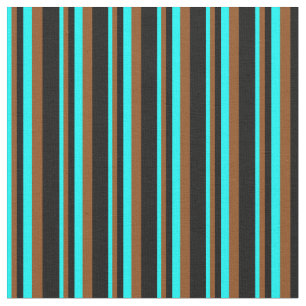 Cyan, Brown och Black Rand Mönster Tyg