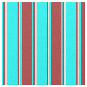 Cyan, Brun och Beige Stripe/Linjerad Mönster Tyg