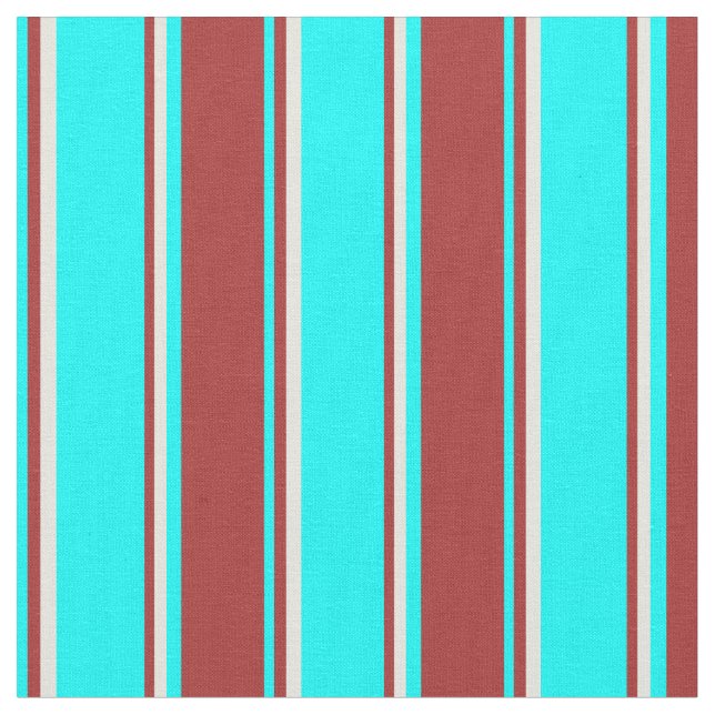 Cyan, Brun och Beige Stripe/Linjerad Mönster Tyg (Närbild)