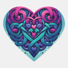 Cyan Celtic Heart Hjärtformat Klistermärke