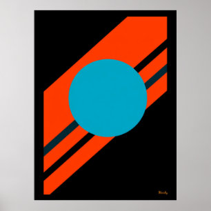 Cyan Circle med Orange Diagonal Bauhaus Design Poster