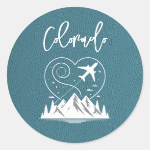 Cyan Colorado Passport Runt Klistermärke