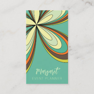 Cyan Daisy Event Planner Groovy 70 s Hippie Flower Visitkort