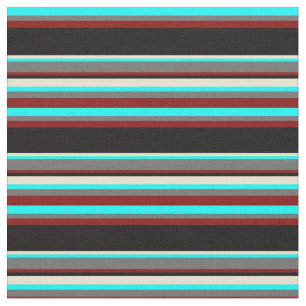 Cyan, Dim Grått, Maroon, Black & Beige Mönster Tyg