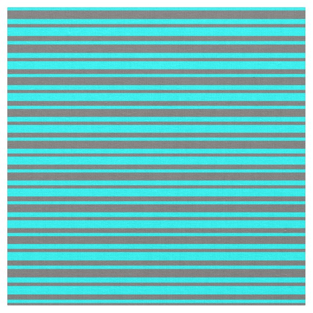 Cyan & Dim Grått Stripe Mönster Tyg (Närbild)