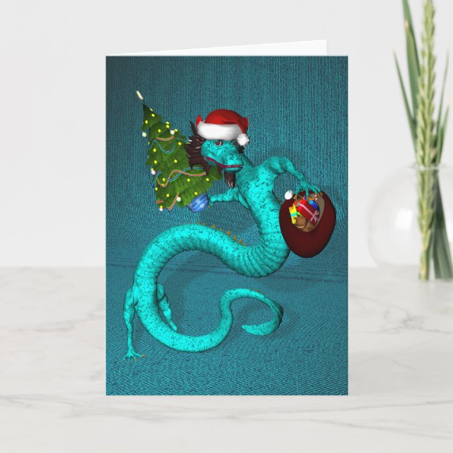 Cyan Dragon Helgkort (Framsida)