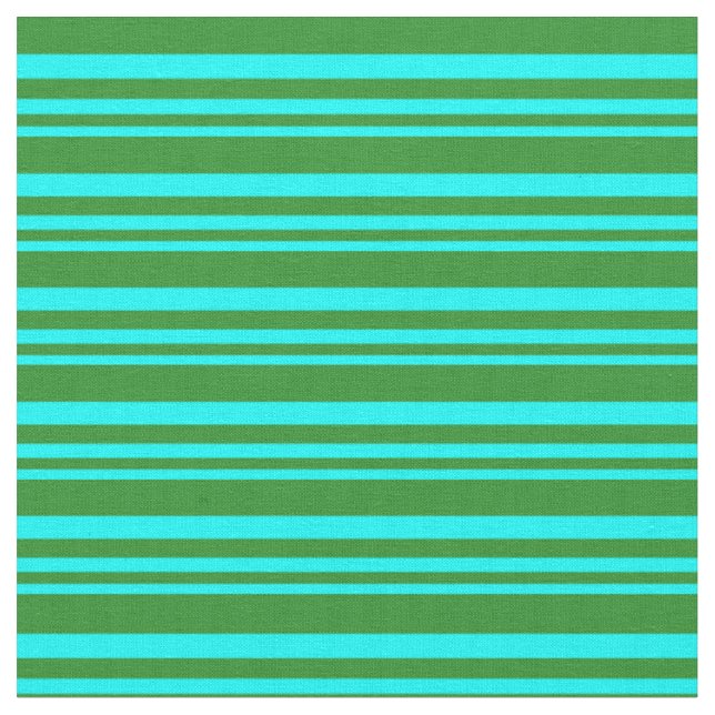 Cyan & Forest Grönt Färgad Mönster Tyg (Närbild)
