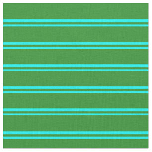 Cyan & Forest Grönt Stripe Mönster Tyg