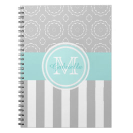 Cyan, grått & vit görade anteckningsbok