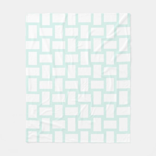 Cyan grön pastell & vit vävd design fleecefilt (Framsidan)