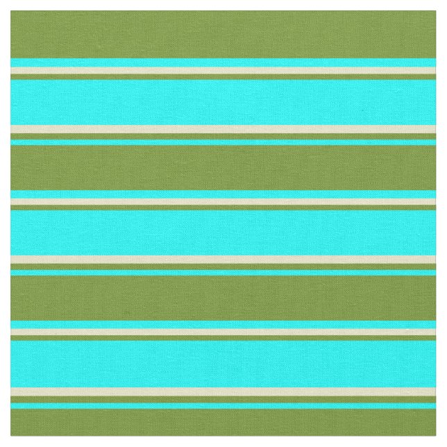 Cyan, Grönt och Blek Goldenrod Mönster Tyg (Närbild)