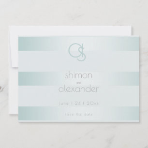 Cyan Grönt Shimmery Rand Monogram Spara Datumet