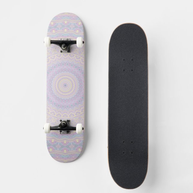Cyan, Gul, Magenta Mandala Mini Skateboard Bräda 18,5 Cm (Framsida)