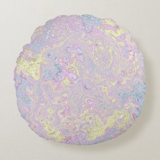 Cyan, Gul, Magenta Virvel  Rund Kudde (Framsidan)