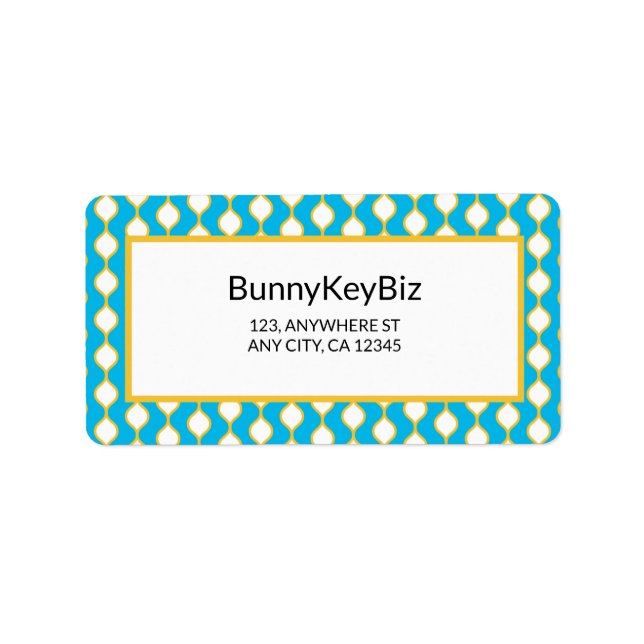 Cyan Gult Bubble Line Company Adress Adressetikett (Framsidan)