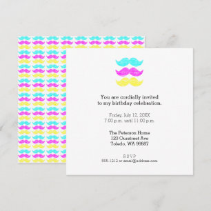 Cyan Gult Magenta Mustacher (letterpress stil) Inbjudningar