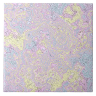 Cyan, Gult, Magenta Swirl Kakelplatta