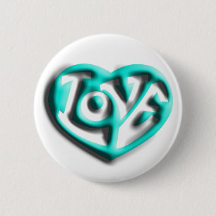 Cyan Hippie Kärlek Heart Knapp
