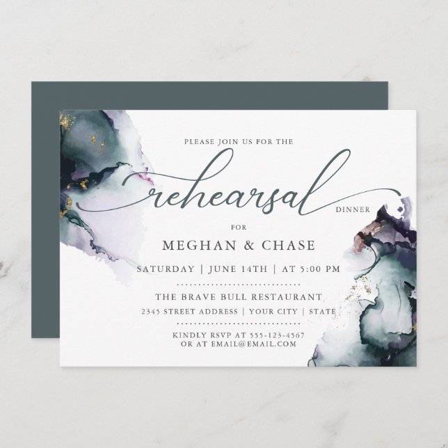 Cyan Lila Fantasy Ocean Amethyst Gem Geode Inbjudningar (Fram/baksida)