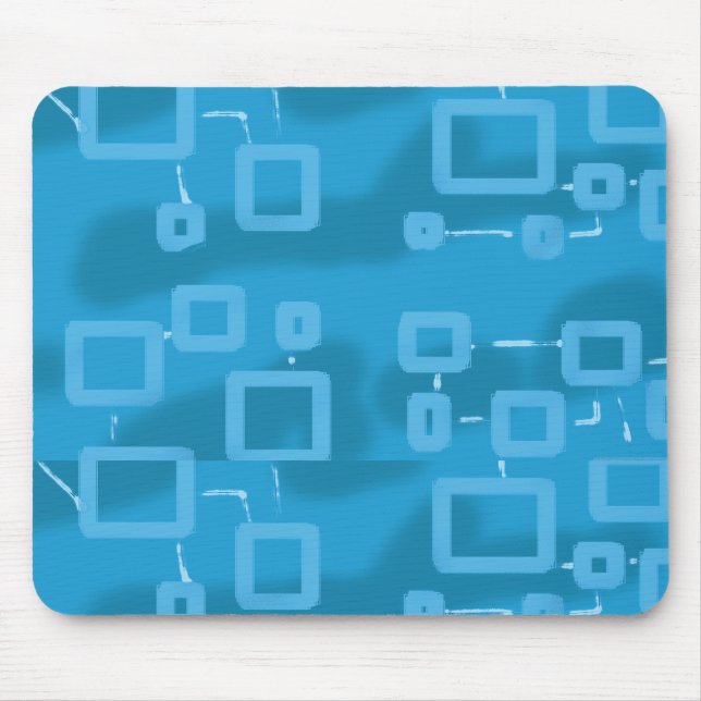 Cyan Ljusblå Geometriska Fyrkantar Musselpad Musmatta (Framsidan)