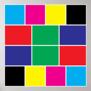 Cyan, magenta gult, svart, röd, grönt, blå poster