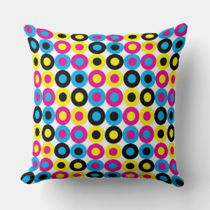 Cyan, magenta, gult, svarta prickar kudde