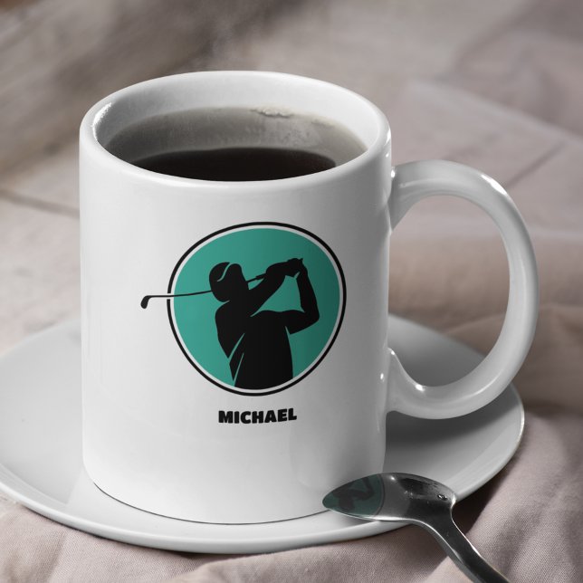 Cyan Manar Golf Silhouette Kaffemugg (Skapare uppladdad)