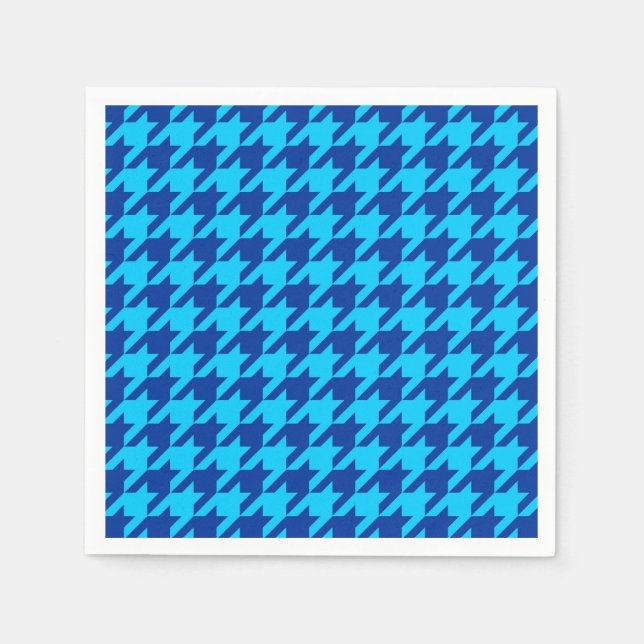 Cyan marinblå Houndstooth Plaid  Pappersservett (Framsidan)
