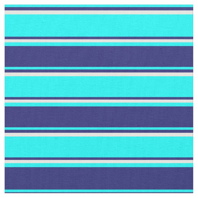 Cyan, Midnight Blue och Mint Cream Mönster Tyg (Närbild)