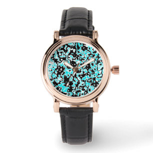 Cyan- och Black Swirls Armbandsur