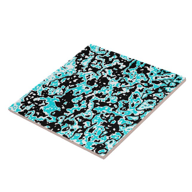 Cyan- och Black Swirls Kakelplatta (Sidan)