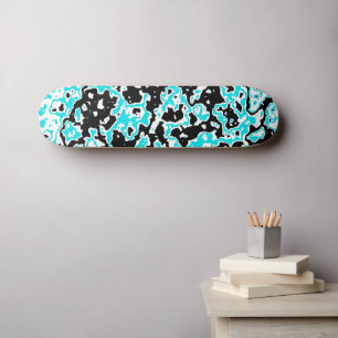 Cyan- och Black Swirls Mini Skateboard Bräda 18,5 Cm