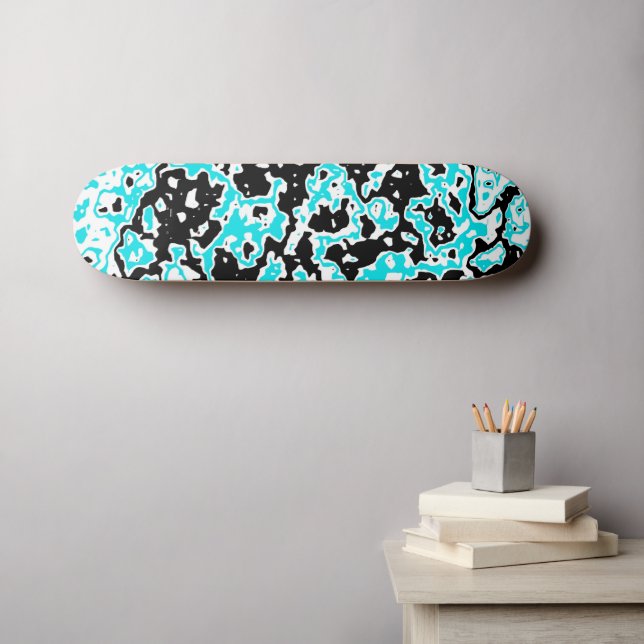 Cyan- och Black Swirls Mini Skateboard Bräda 18,5 Cm (Väggkonst (Horz))