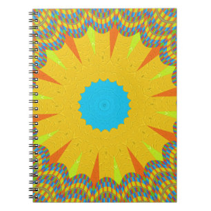 Cyan och Guld Mandala Art Print Anteckningsbok Med Spiral