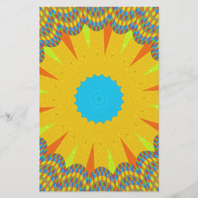Cyan och Guld Mandala Art Print Brevpapper (Framsida)