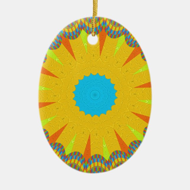 Cyan och Guld Mandala Art Print Julgransprydnad Keramik (Framsidan)