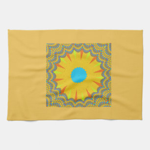 Cyan och Guld Mandala Art Print Kökshandduk