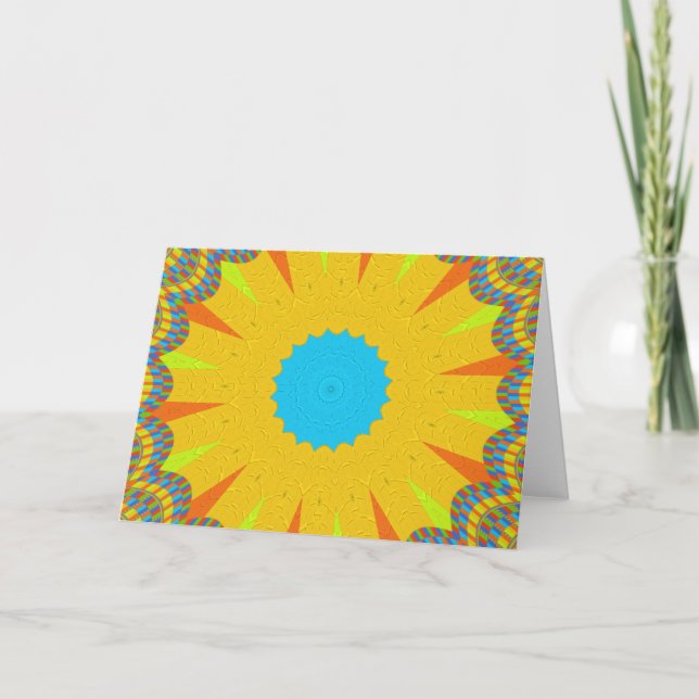 Cyan och Guld Mandala Art Print Kort (Framsida)