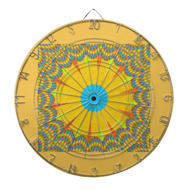 Cyan och Guld Mandala Art Print Piltavla (Framsidan)
