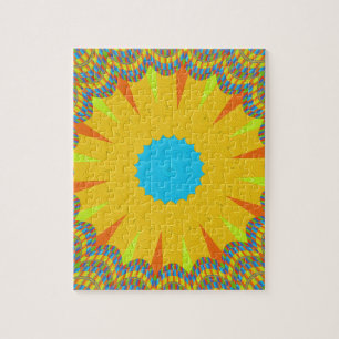 Cyan och Guld Mandala Art Print Pussel