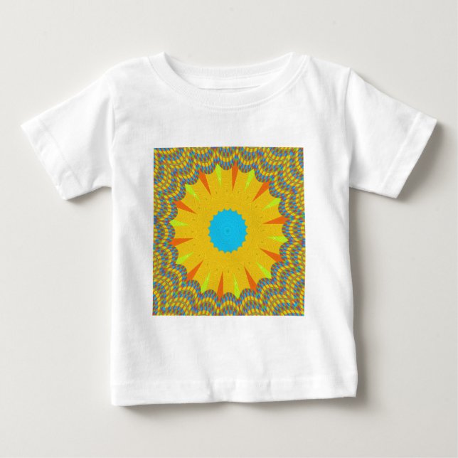 Cyan och Guld Mandala Art Print T Shirt (Framsida)