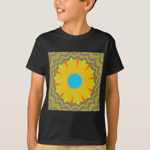 Cyan och Guld Mandala Art Print T-shirt