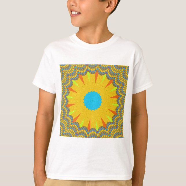 Cyan och Guld Mandala Art Print Tee (Framsida)