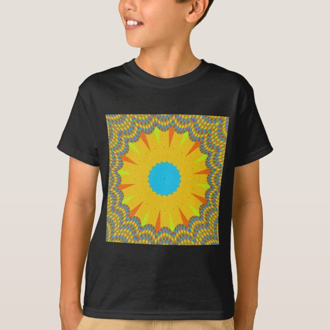 Cyan och Guld Mandala Art Print Tröja (Framsida)